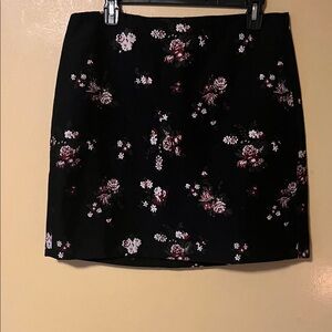 LOFT Black Floral Mini Skirt